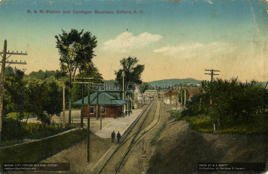 Postcard: Boston & Maine Station and Cardigan Mountain, Enfield, New Hampshire